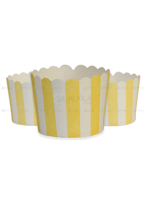 Vasitos para Cupcakes Rayitas Amarillas (25 pzas) - Alkila Shop