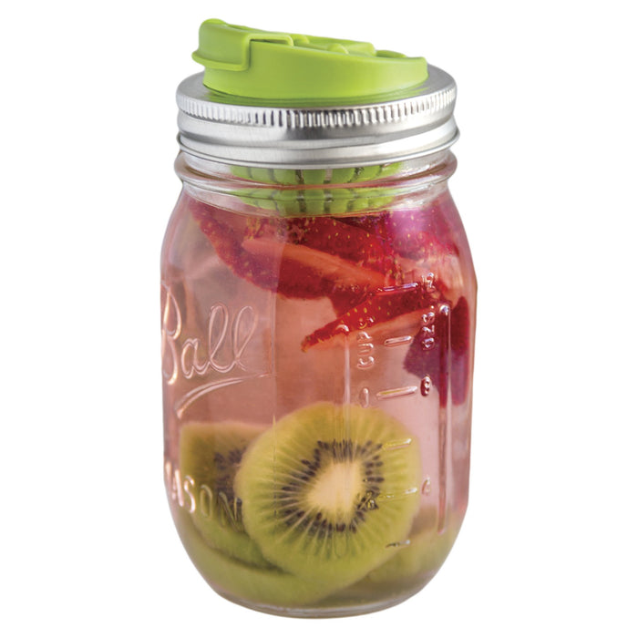 Tapa para Bebidas con Infusor de fruta para Mason Jar Boca Regular Verde JARWARE