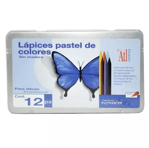 Estuche Metálico Alt De 12 Lápices Sin Madera De Colores Pastel Rodin 