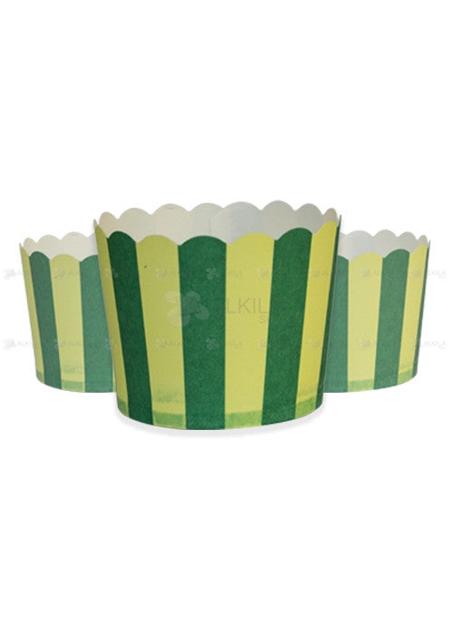 Vasitos para Cupcake Rayitas Verdes (25 pzas) - Alkila Shop