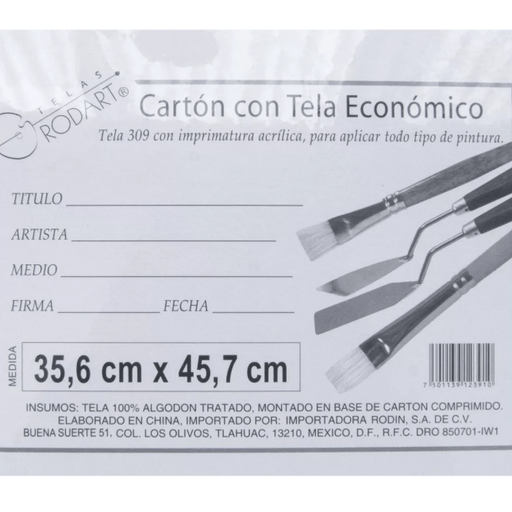 Cartón Tela Económico Lienzo Blanco 35x45 Rodin 