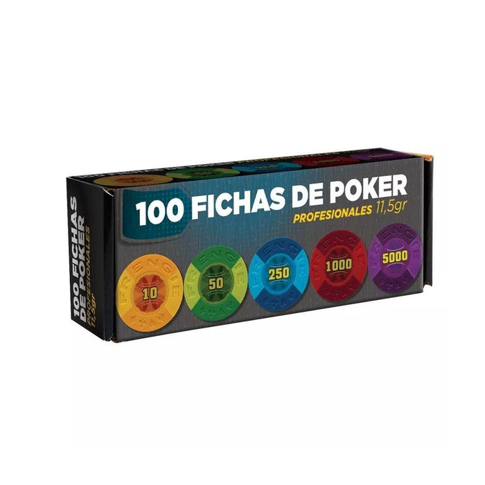 Fichas 100 Fichas Profesionales Casino Poker Estuche Pasta