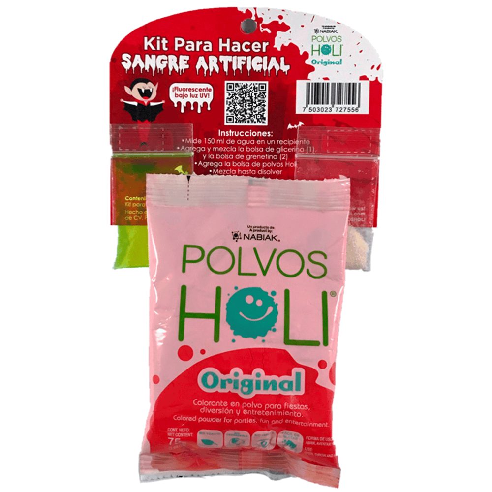Polvos Holi Kit Para Hacer Sangre Artificial 75 Gr Halloween
