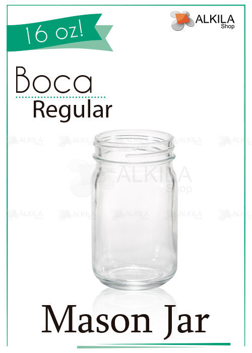 Mason Jars tipo Vintage Boca Regular 16oz (473 ml) - Alkila Shop - 2